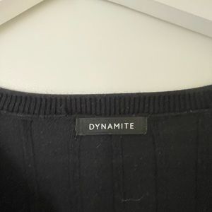 Black long sleeve dynamite top with button detail